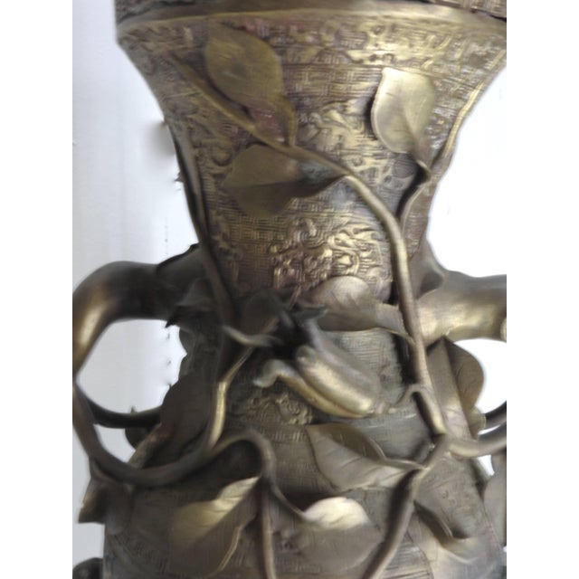 Asian Late 18th Century Bronze Repousse Lamp Water Buffalo With Riders For Sale - Image 3 of 10