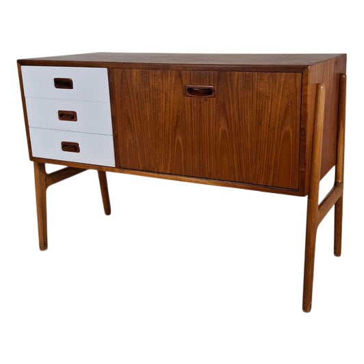 Vintage Teak Sideboard with White Drawers, 1960s For Sale