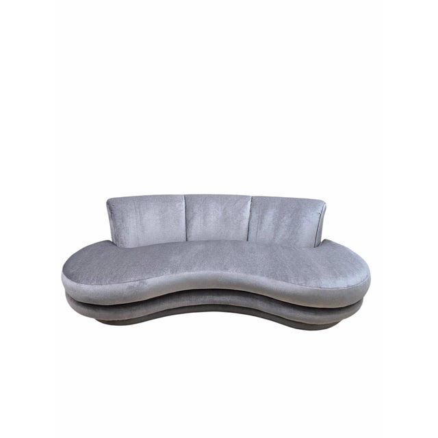 MCM Attributed to Adrian Pearsall Kidney Shape Cloud Sofa Newly Reupholstered For Sale - Image 11 of 12
