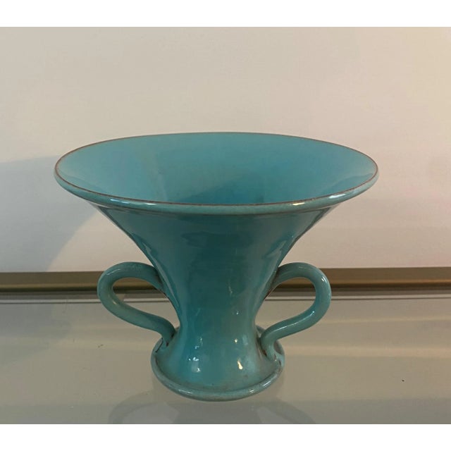 Vintage 2-Handled Turquoise Vase For Sale In Denver - Image 6 of 6