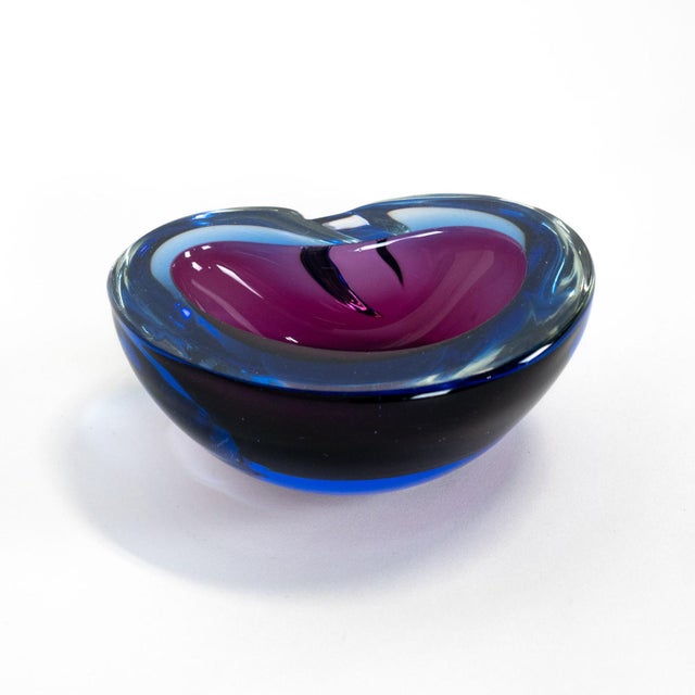 1960s Italian Murano Style Art Glass Blue & Purple Bowl For Sale - Image 10 of 10