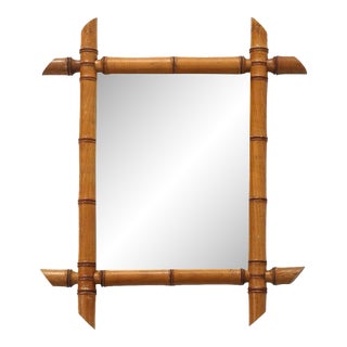 Vintage Faux Bamboo Mirror 1 For Sale
