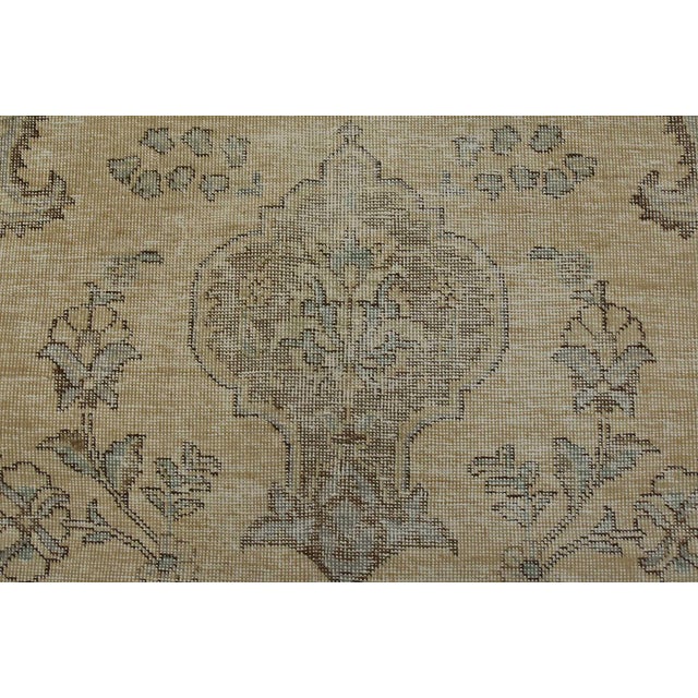 Textile Tabriz Rug 9’10” X 12’9” Beige Wool Vintage Distressed Hand-Knotted Carpet For Sale - Image 7 of 15