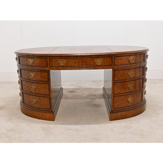 Victorian Oval Partners Desk in Walnut For Sale - Image 6 of 14