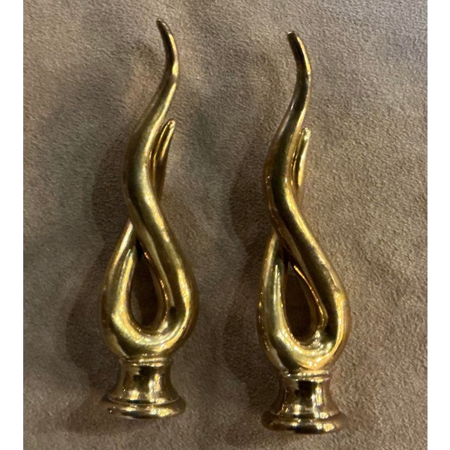 Abstract 1990s Pair Iconic Chapman Brass Flame Table Lamps For Sale - Image 3 of 6