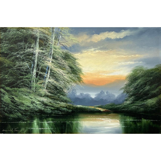 Green Water in the Lake District of England with Lush Trees by British Artist 1976 For Sale - Image 15 of 18