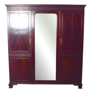 English Mahogany Wardrobe with Mirror, 1910