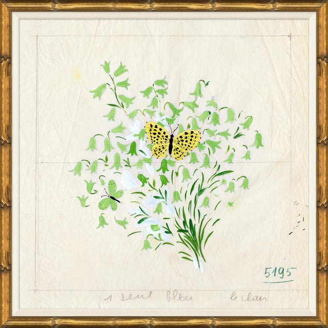 Contemporary Clochettes et Papillon Art Print Set in Bamboo Frame by Paule Marrot For Sale - Image 3 of 7