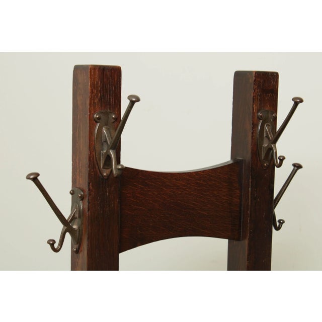 Wood Lifetime Antique Mission Oak Double Coatrack Umbrella Stand For Sale - Image 7 of 13