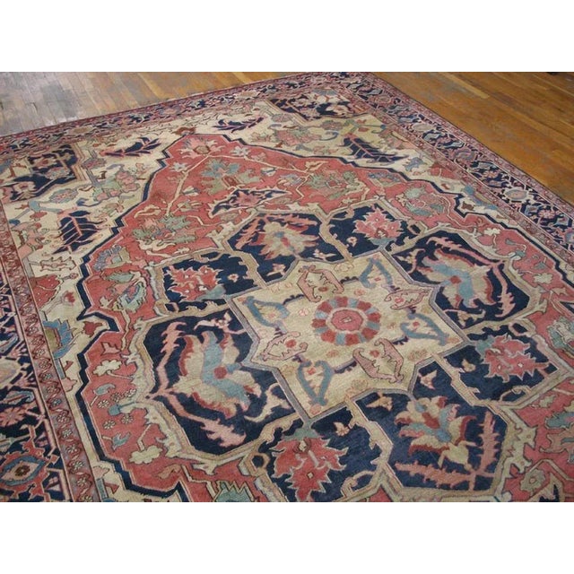Late 19th Century Antique Persian Serapi Rug 8' 5" x 12' 6" For Sale - Image 5 of 6