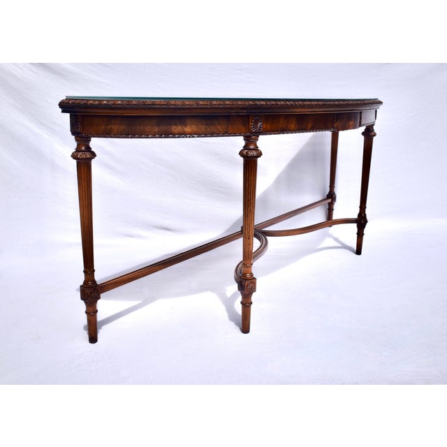 Baker Furniture Company 1960s Monumental French Style Demilune Console Table For Sale - Image 4 of 12