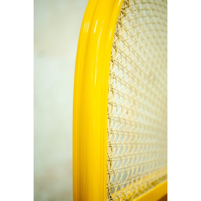 Yellow Lacquered Wooden Bed with Vienna Straw, 1980s For Sale - Image 6 of 8