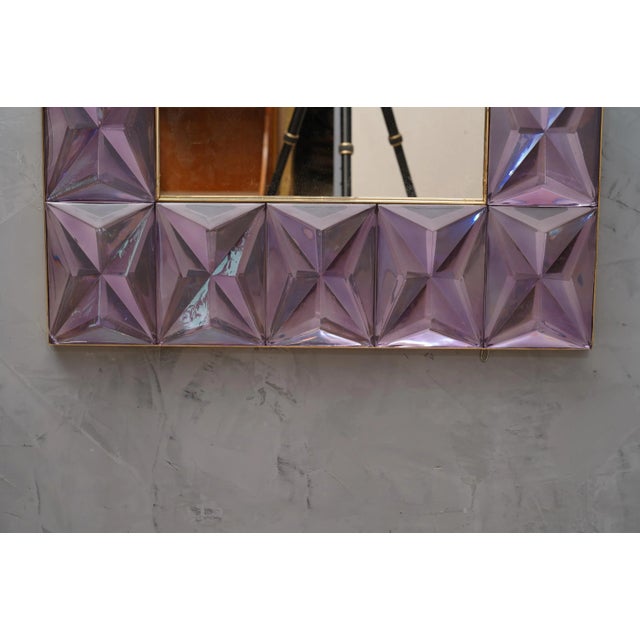 Early 21st Century Murano Strong Violet Glass and Brass Console Wall Mirror For Sale - Image 5 of 9