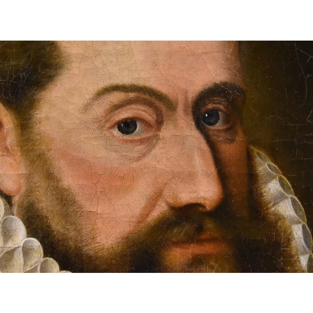 Circle of Frans Pourbus, Portrait of a Man, 1570, Oil on Canvas For Sale - Image 6 of 12