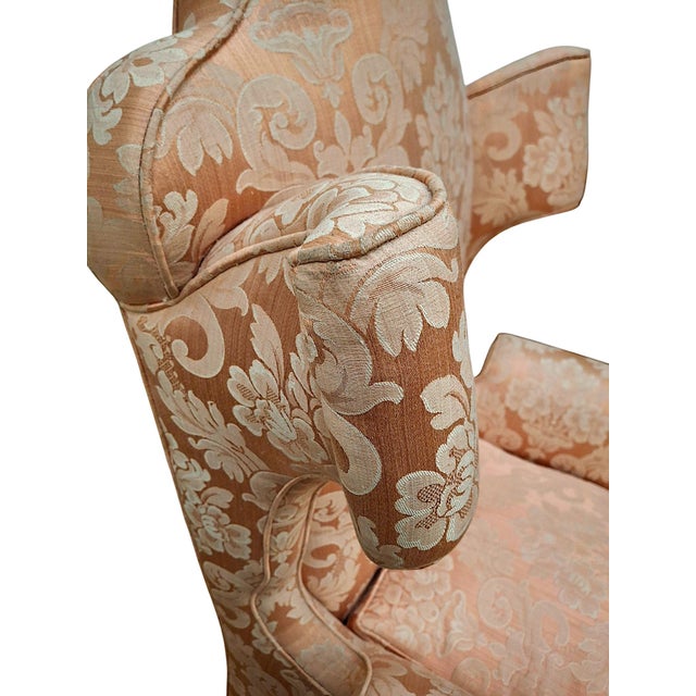 Antique Queen Anne-Style Wingback Armchair For Sale - Image 4 of 11