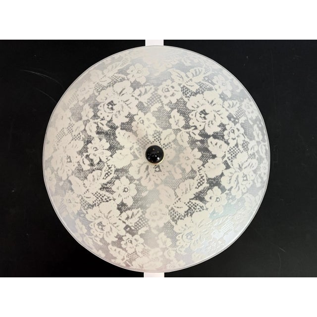 Mid Century Floral Damask Flush Light For Sale - Image 9 of 18