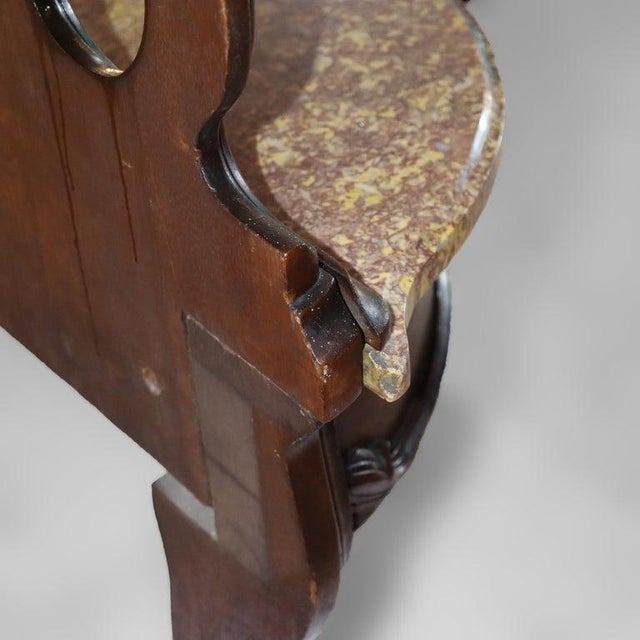 Antique Rococo Revival Carved Walnut Rouge Marble Top Pier Mirror C1890 For Sale - Image 16 of 18