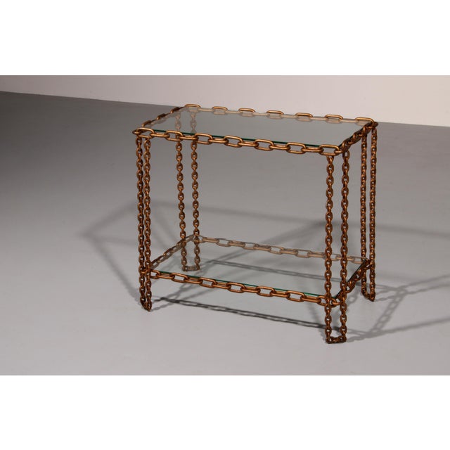 Metal Boho Chain Side Table Industrial Elegance,1970 For Sale - Image 7 of 10