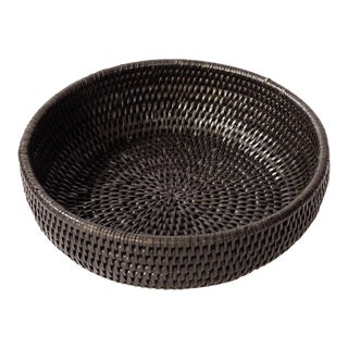 Artifacts Rattan Rattan Everything Bowl in Tudor Black - 10" For Sale