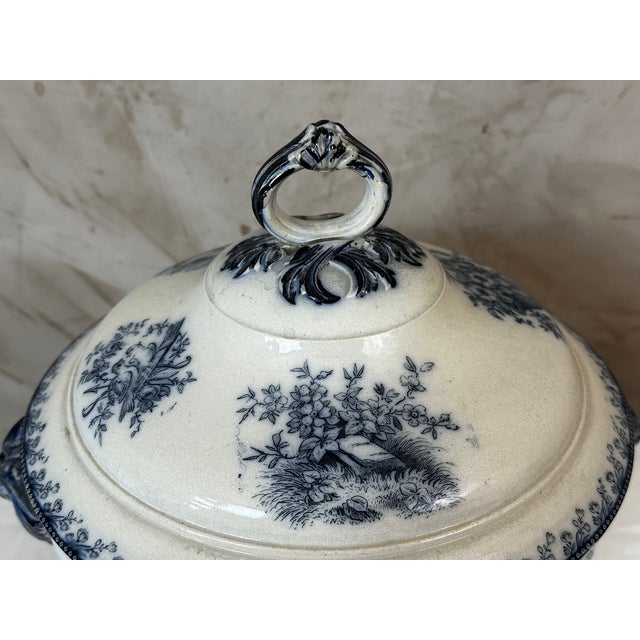 Blue Antique Ironstone Soup Tureen, 1890 For Sale - Image 8 of 12