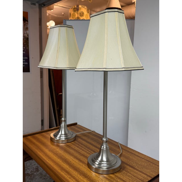 Contemporary European Candlestick Table Lamps, Pair For Sale - Image 3 of 12