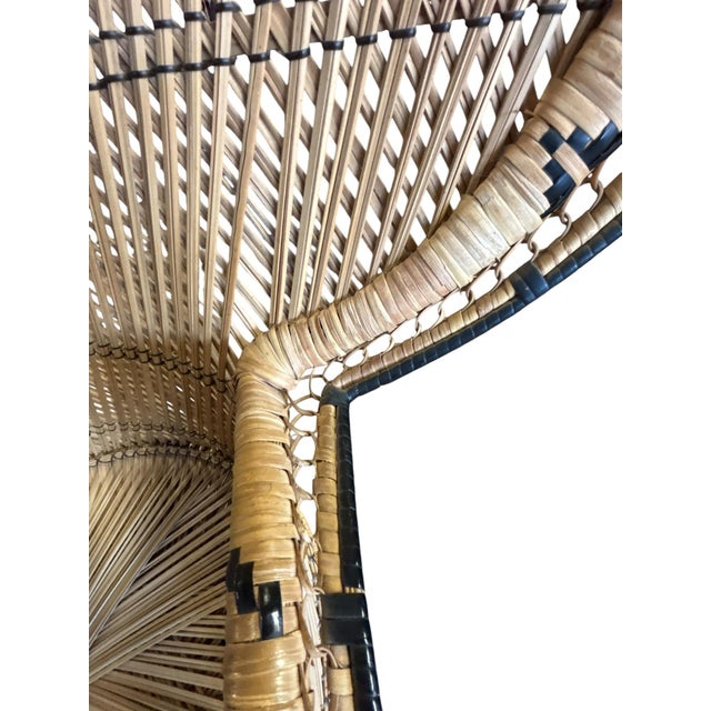 Vintage Boho Revival Peacock Style Wicker Accent Chair With Fan Back For Sale - Image 12 of 12
