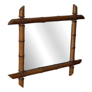 Antique French Faux Bamboo Wall Mirror, 1900s For Sale