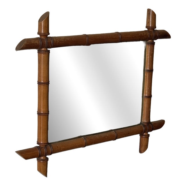 Antique French Faux Bamboo Wall Mirror, 1900s For Sale