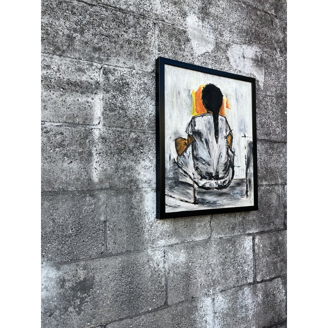 Mid Century Modern "Kristina" Wall Art Painting After Christian Bjorn Larse, Framed and Signed by the Artist For Sale In Miami - Image 6 of 10
