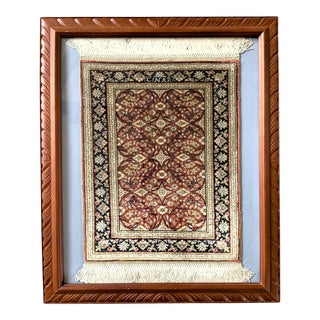 Small Silk Turkish Prayer Rug Framed For Sale