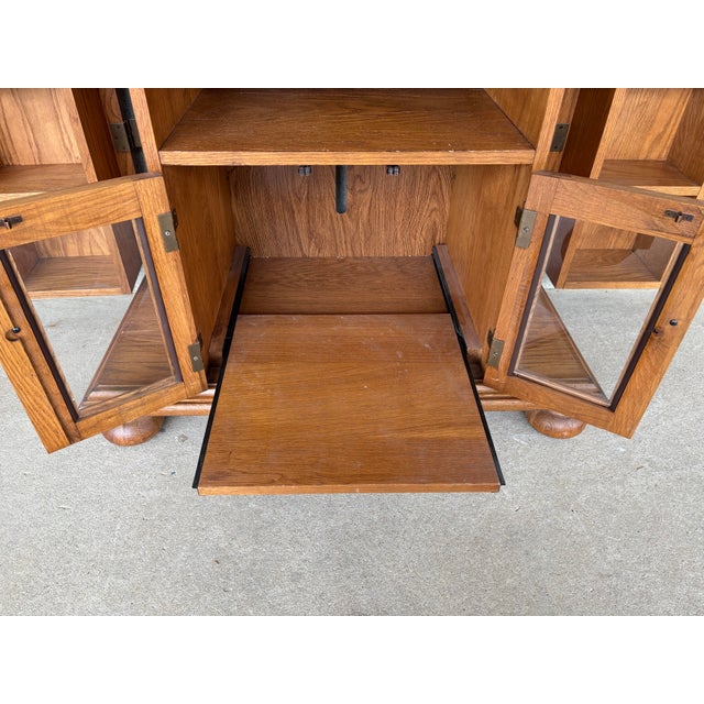 Broyhill Attic Heirlooms Distressed Oak Media Cabinet - Tv Cabinet For Sale - Image 10 of 12