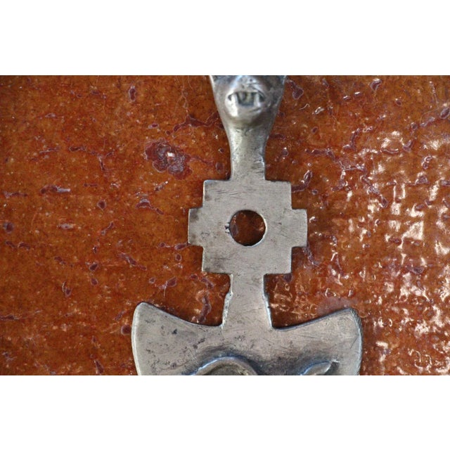 Tribal Antique 19th Century Silver Inca Tumi Ceremonial Knife With Figural Finial For Sale - Image 3 of 13