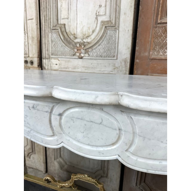 Louis XV Style Fireplace in White Marble, 1890s For Sale - Image 10 of 13