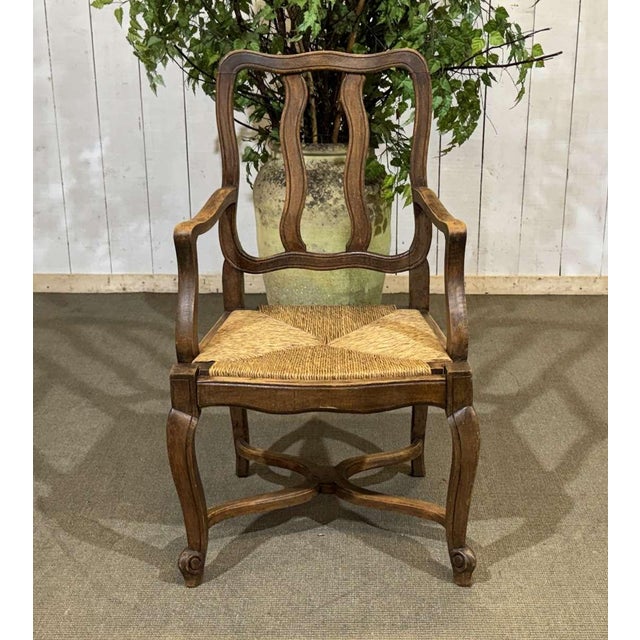 Louis XV Style Armchair in Beechwood with Straw Seat, 20th Century For Sale - Image 10 of 10
