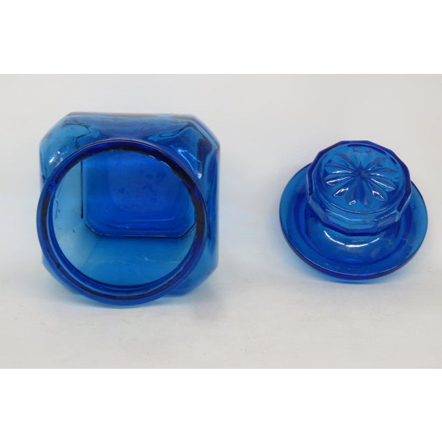 Anchor Hocking Deep Cobalt Blue Glass Apothecary Jar VTG Canister With Lid 4750b For Sale - Image 9 of 14