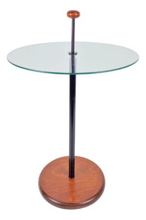 Postmodern Side Table with Ball Handle and Glass Top, 1980s