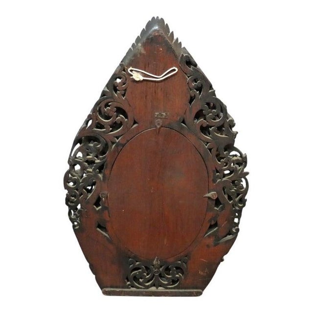 1920s Anglo-Indian Carved & Ebonized Reticulated Hardwood Mirror With Buddha & Dragons For Sale - Image 10 of 10
