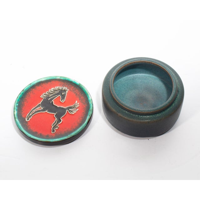 Karlsruhe West German Ceramic Box With Horse For Sale - Image 4 of 9