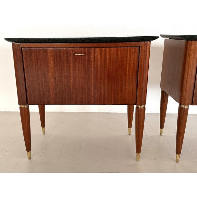 Mid-Century Italian Bedside Tables with Green Marble Tops from La Permanente Di Cantù, 1960s, Set of 2 For Sale - Image 3 of 18