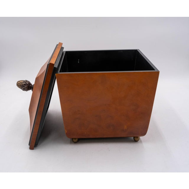 Traditional Decorative Crafts Burl Wood Lidded Box or Tea Caddy For Sale - Image 3 of 13