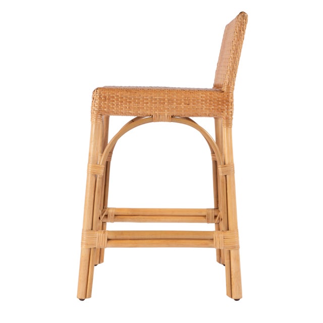 2020s Serienna 24.5 in. Seat Height Rectangular Rattan Low Back Counter Stool, Natural Rattan For Sale - Image 5 of 10