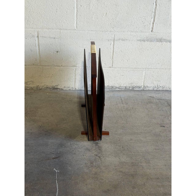 Wood Teak Magazine Holder Danish Mid-Century Modern Vintage For Sale - Image 7 of 10