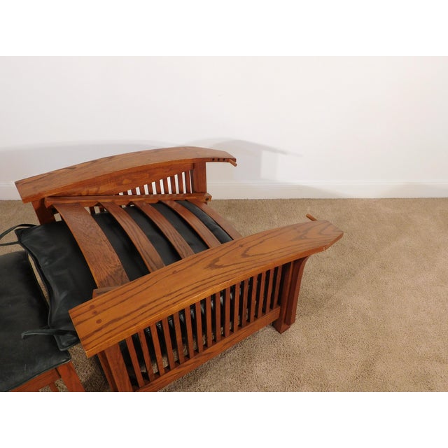 Kimball Antique Style Mission Prairie Arts & Crafts Oak Morris Chair & Ottoman For Sale - Image 11 of 18