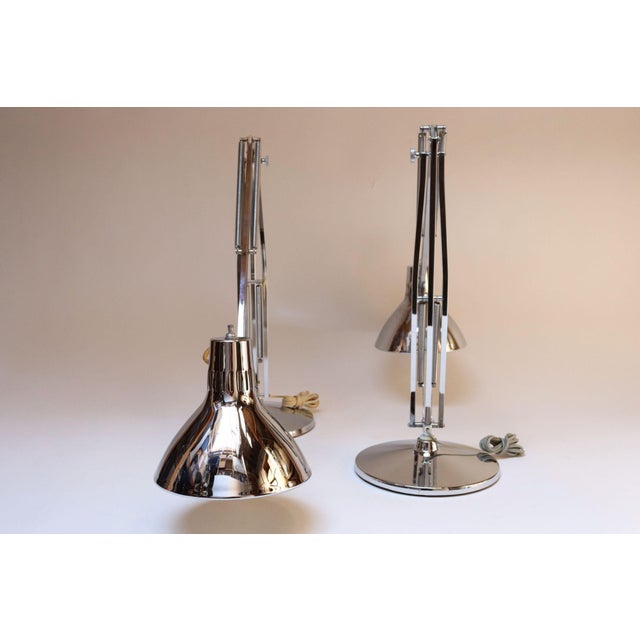 Luxo Pair of Vintage Articulating Chrome Desk/Task Lamps by Jac Jacobsen for Luxo For Sale - Image 4 of 12