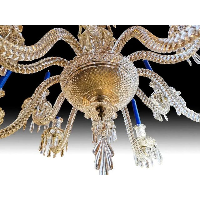 Crystal 12-Arm Chandelier with Finely Decorated with Pearls from Baccarat, 19th Century For Sale - Image 9 of 12
