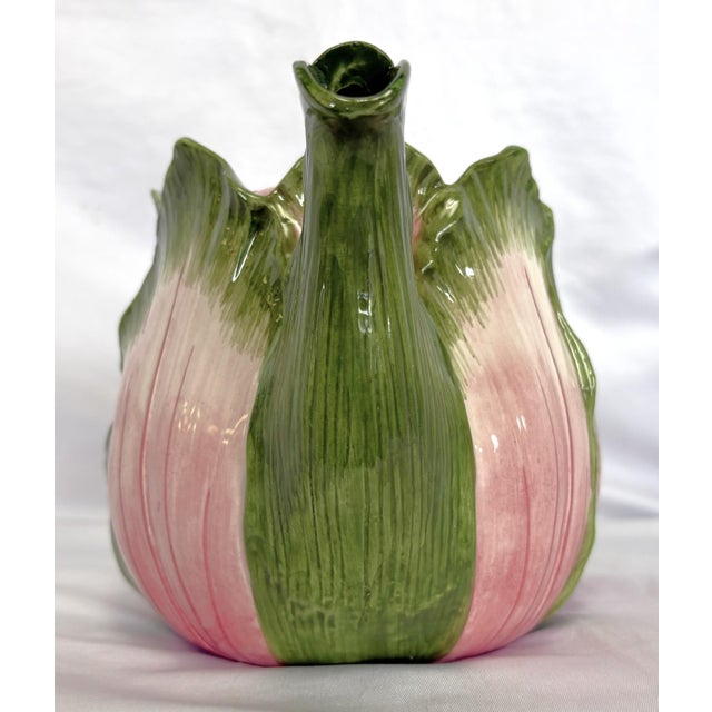 Pink Vintage Majolica Cabbage Ceramic Tea Pot With Lid Made in Italy For Sale - Image 8 of 17