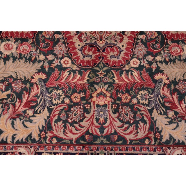 Art Nouveau Medallion 1990's Pak-Persian Green/Green Wool Rug - 9'0'' X 12'7'' For Sale In New York - Image 6 of 9