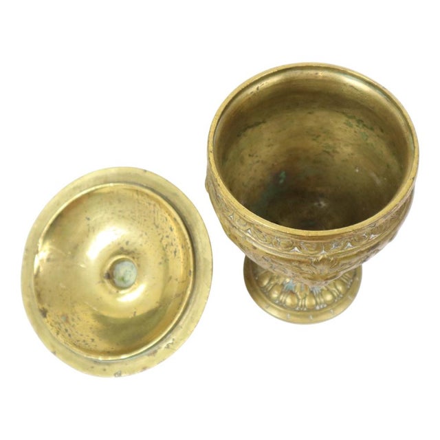 Baroque Brass Cup with Lid Mythical Figure For Sale - Image 3 of 16