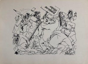 George Grosz, 1936 Lithograph Interregnum Street Riot Protest Small Edition Weimar Germany, 1936