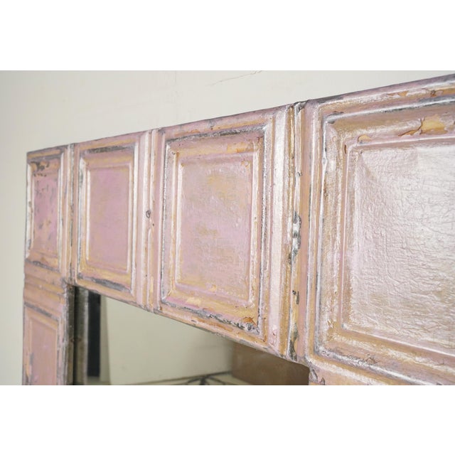 2020s Handcrafted Antique Pink Tin Ceiling Square Mirror 46 X 46 In. For Sale - Image 5 of 6